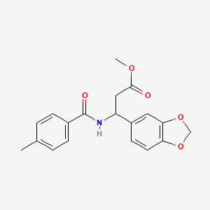 molecular formula C19H19NO5 B2595899 Methyl 3-(1,3-benzodioxol-5-yl)-3-[(4-methylbenzoyl)amino]propanoate CAS No. 439121-11-6