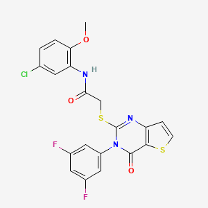 molecular formula C21H14ClF2N3O3S2 B2595917 N-(5-chloro-2-methoxyphenyl)-2-{[3-(3,5-difluorophenyl)-4-oxo-3,4-dihydrothieno[3,2-d]pyrimidin-2-yl]sulfanyl}acetamide CAS No. 1260999-41-4