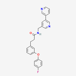 molecular formula C26H22FN3O2 B2595923 N-([3,3'-bipyridin]-5-ylmethyl)-3-(3-(4-fluorophenoxy)phenyl)propanamide CAS No. 2185590-71-8