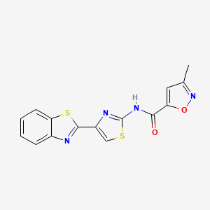 molecular formula C15H10N4O2S2 B2595932 N-[4-(1,3-benzothiazol-2-yl)-1,3-thiazol-2-yl]-3-methyl-1,2-oxazole-5-carboxamide CAS No. 946318-73-6