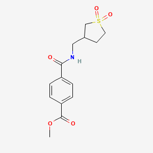 molecular formula C14H17NO5S B2595938 Methyl 4-(((1,1-dioxidotetrahydrothiophen-3-yl)methyl)carbamoyl)benzoate CAS No. 1219913-43-5