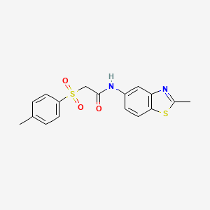 molecular formula C17H16N2O3S2 B2595966 N-(2-methyl-1,3-benzothiazol-5-yl)-2-(4-methylbenzenesulfonyl)acetamide CAS No. 895443-42-2
