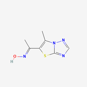 molecular formula C7H8N4OS B2595972 (E)-N-(1-{6-methyl-[1,2,4]triazolo[3,2-b][1,3]thiazol-5-yl}ethylidene)hydroxylamine CAS No. 871122-21-3