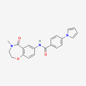 molecular formula C21H19N3O3 B2595977 N-(4-methyl-5-oxo-2,3,4,5-tetrahydro-1,4-benzoxazepin-7-yl)-4-(1H-pyrrol-1-yl)benzamide CAS No. 1286698-36-9