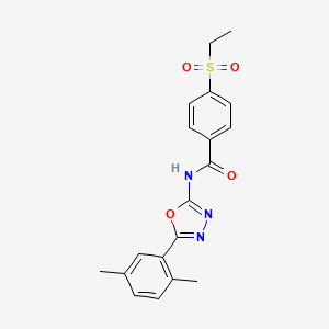 molecular formula C19H19N3O4S B2595997 N-[5-(2,5-dimethylphenyl)-1,3,4-oxadiazol-2-yl]-4-(ethanesulfonyl)benzamide CAS No. 886938-01-8