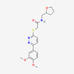 molecular formula C19H23N3O4S B2596009 2-((6-(3,4-dimethoxyphenyl)pyridazin-3-yl)thio)-N-((tetrahydrofuran-2-yl)methyl)acetamide CAS No. 872688-84-1