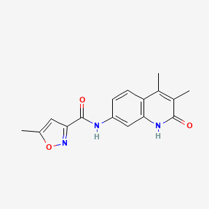molecular formula C16H15N3O3 B2596012 N-(3,4-dimethyl-2-oxo-1,2-dihydroquinolin-7-yl)-5-methylisoxazole-3-carboxamide CAS No. 1286697-49-1