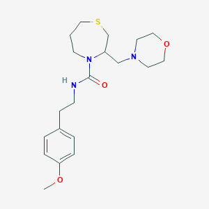 molecular formula C20H31N3O3S B2596013 N-(4-methoxyphenethyl)-3-(morpholinomethyl)-1,4-thiazepane-4-carboxamide CAS No. 1421516-01-9