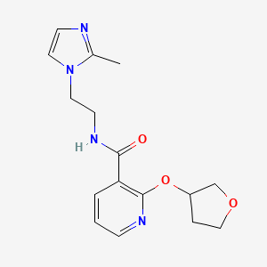 molecular formula C16H20N4O3 B2596032 N-(2-(2-methyl-1H-imidazol-1-yl)ethyl)-2-((tetrahydrofuran-3-yl)oxy)nicotinamide CAS No. 2034236-79-6