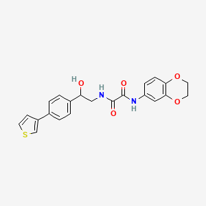 molecular formula C22H20N2O5S B2596072 N-(2,3-dihydro-1,4-benzodioxin-6-yl)-N'-{2-hydroxy-2-[4-(thiophen-3-yl)phenyl]ethyl}ethanediamide CAS No. 2034254-45-8