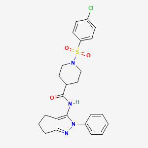 1-((4-chlorophenyl)sulfonyl)-N-(2-phenyl-2,4,5,6-tetrahydrocyclopenta[c]pyrazol-3-yl)piperidine-4-carboxamide