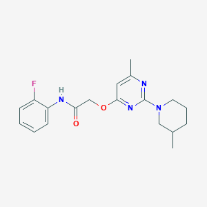 molecular formula C19H23FN4O2 B2596081 N-(2-fluorophenyl)-2-{[6-methyl-2-(3-methylpiperidin-1-yl)pyrimidin-4-yl]oxy}acetamide CAS No. 1226459-76-2