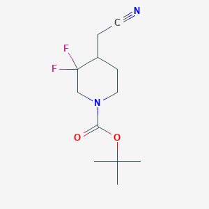 molecular formula C12H18F2N2O2 B2596088 Tert-butyl 4-(cyanomethyl)-3,3-difluoropiperidine-1-carboxylate CAS No. 1781075-36-2