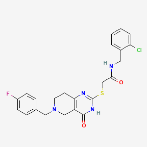molecular formula C23H22ClFN4O2S B2596097 N-(2-chlorobenzyl)-2-{[6-(4-fluorobenzyl)-4-oxo-3,4,5,6,7,8-hexahydropyrido[4,3-d]pyrimidin-2-yl]sulfanyl}acetamide CAS No. 1326841-92-2