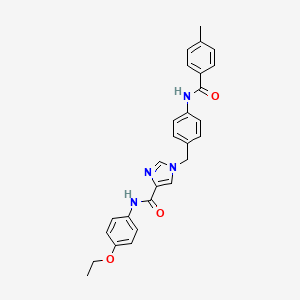 molecular formula C27H26N4O3 B2596099 N-(4-ethoxyphenyl)-1-(4-(4-methylbenzamido)benzyl)-1H-imidazole-4-carboxamide CAS No. 1251604-19-9