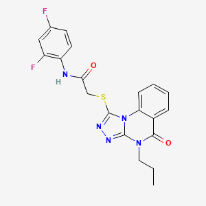 molecular formula C20H17F2N5O2S B2596101 N-(2,4-difluorophenyl)-2-({5-oxo-4-propyl-4H,5H-[1,2,4]triazolo[4,3-a]quinazolin-1-yl}sulfanyl)acetamide CAS No. 876867-08-2