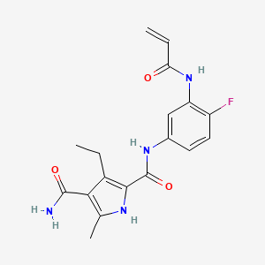 3-Ethyl-2-N-[4-fluoro-3-(prop-2-enoylamino)phenyl]-5-methyl-1H-pyrrole-2,4-dicarboxamide
