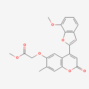 molecular formula C22H18O7 B2596115 methyl 2-{[4-(7-methoxy-1-benzofuran-2-yl)-7-methyl-2-oxo-2H-chromen-6-yl]oxy}acetate CAS No. 898430-25-6