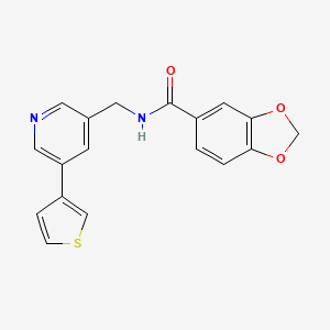 N-((5-(thiophen-3-yl)pyridin-3-yl)methyl)benzo[d][1,3]dioxole-5-carboxamide