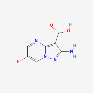 molecular formula C7H5FN4O2 B2596147 2-Amino-6-fluoropyrazolo[1,5-a]pyrimidine-3-carboxylic acid CAS No. 1613191-77-7