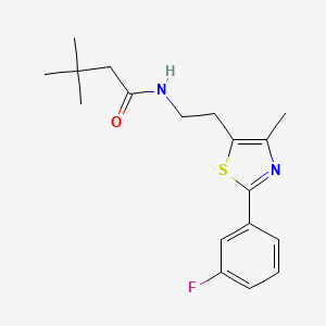 molecular formula C18H23FN2OS B2596160 N-{2-[2-(3-fluorophenyl)-4-methyl-1,3-thiazol-5-yl]ethyl}-3,3-dimethylbutanamide CAS No. 946250-68-6