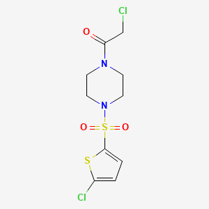 molecular formula C10H12Cl2N2O3S2 B2596169 1-(Chloroacetyl)-4-[(5-chlorothien-2-yl)sulfonyl]piperazine CAS No. 923775-35-3