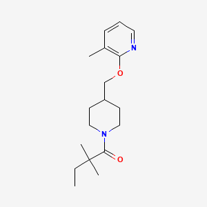 molecular formula C18H28N2O2 B2596174 2,2-Dimethyl-1-(4-{[(3-methylpyridin-2-yl)oxy]methyl}piperidin-1-yl)butan-1-one CAS No. 2380062-52-0