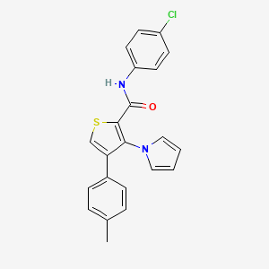 molecular formula C22H17ClN2OS B2596181 N-(4-chlorophenyl)-4-(4-methylphenyl)-3-(1H-pyrrol-1-yl)thiophene-2-carboxamide CAS No. 1358697-00-3