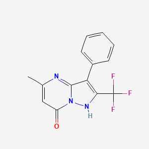 molecular formula C14H10F3N3O B2596195 5-Methyl-3-phenyl-2-(trifluoromethyl)pyrazolo[1,5-a]pyrimidin-7-ol CAS No. 879577-20-5