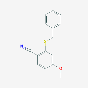 molecular formula C15H13NOS B259620 Benzonitrile, 2-benzylthio-4-methoxy- 
