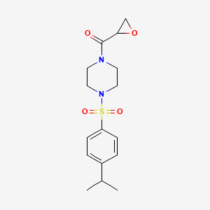 molecular formula C16H22N2O4S B2596204 Oxiran-2-yl-[4-(4-propan-2-ylphenyl)sulfonylpiperazin-1-yl]methanone CAS No. 2411319-25-8