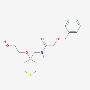 molecular formula C17H25NO4S B2596211 2-(benzyloxy)-N-((4-(2-hydroxyethoxy)tetrahydro-2H-thiopyran-4-yl)methyl)acetamide CAS No. 2310129-21-4