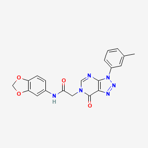 molecular formula C20H16N6O4 B2596213 N-(1,3-苯并二氧杂环戊-5-基)-2-[3-(3-甲基苯基)-7-氧代三唑并[4,5-d]嘧啶-6-基]乙酰胺 CAS No. 872591-01-0