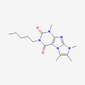 molecular formula C16H23N5O2 B2596216 1,6,7,8-四甲基-3-戊基-1H-咪唑并[2,1-f]嘧啶-2,4(3H,8H)-二酮 CAS No. 887876-94-0