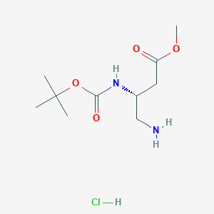 molecular formula C10H21ClN2O4 B2596232 Methyl (3R)-4-amino-3-[(2-methylpropan-2-yl)oxycarbonylamino]butanoate;hydrochloride CAS No. 1773518-48-1