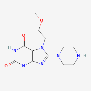molecular formula C13H20N6O3 B2596233 7-(2-methoxyethyl)-3-methyl-8-(piperazin-1-yl)-1H-purine-2,6(3H,7H)-dione CAS No. 499986-59-3