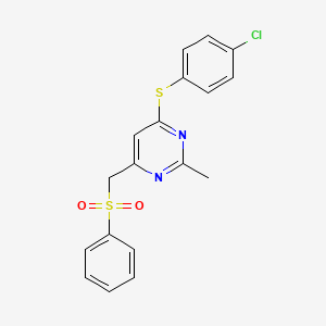 (6-((4-Chlorophenyl)sulfanyl)-2-methyl-4-pyrimidinyl)methyl phenyl sulfone