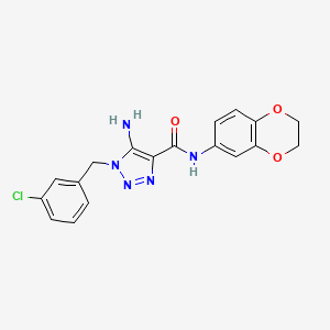 molecular formula C18H16ClN5O3 B2596235 5-amino-1-(3-chlorobenzyl)-N-(2,3-dihydrobenzo[b][1,4]dioxin-6-yl)-1H-1,2,3-triazole-4-carboxamide CAS No. 899736-87-9