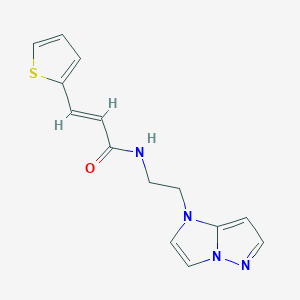 molecular formula C14H14N4OS B2596237 (E)-N-(2-(1H-imidazo[1,2-b]pyrazol-1-yl)ethyl)-3-(thiophen-2-yl)acrylamide CAS No. 1798975-43-5