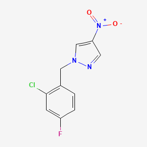 molecular formula C10H7ClFN3O2 B2596244 1-[(2-Chloro-4-fluorophenyl)methyl]-4-nitro-1H-pyrazole CAS No. 957489-37-1