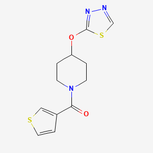molecular formula C12H13N3O2S2 B2596245 (4-((1,3,4-Thiadiazol-2-yl)oxy)piperidin-1-yl)(thiophen-3-yl)methanone CAS No. 2188203-04-3
