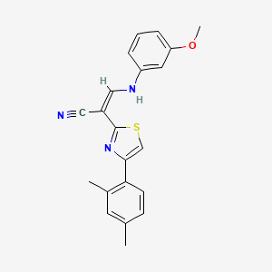 (Z)-2-(4-(2,4-dimethylphenyl)thiazol-2-yl)-3-((3-methoxyphenyl)amino)acrylonitrile