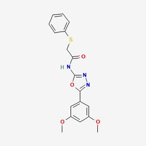 molecular formula C18H17N3O4S B2596254 N-[5-(3,5-dimethoxyphenyl)-1,3,4-oxadiazol-2-yl]-2-(phenylsulfanyl)acetamide CAS No. 895487-96-4