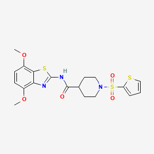 molecular formula C19H21N3O5S3 B2596255 N-(4,7-dimethoxy-1,3-benzothiazol-2-yl)-1-(thiophene-2-sulfonyl)piperidine-4-carboxamide CAS No. 899959-01-4