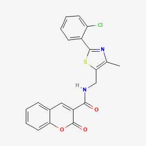 molecular formula C21H15ClN2O3S B2596270 N-((2-(2-chlorophenyl)-4-methylthiazol-5-yl)methyl)-2-oxo-2H-chromene-3-carboxamide CAS No. 1421509-37-6
