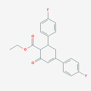 molecular formula C21H18F2O3 B2596272 Ethyl 4,6-bis(4-fluorophenyl)-2-oxocyclohex-3-ene-1-carboxylate 