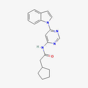 molecular formula C19H20N4O B2596290 N-(6-(1H-indol-1-yl)pyrimidin-4-yl)-2-cyclopentylacetamide CAS No. 1428355-71-8