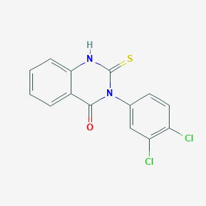 molecular formula C14H8Cl2N2OS B2596302 3-(3,4-Dichlorophenyl)-2-sulfanyl-3,4-dihydroquinazolin-4-one CAS No. 282729-77-5