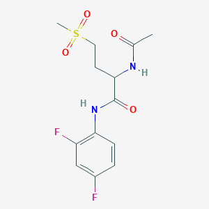molecular formula C13H16F2N2O4S B2596304 2-acetamido-N-(2,4-difluorophenyl)-4-(methylsulfonyl)butanamide CAS No. 1043948-32-8