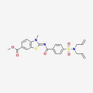molecular formula C23H23N3O5S2 B2596305 (E)-甲基 2-((4-(N,N-二烯基磺酰胺基)苯甲酰)亚胺基)-3-甲基-2,3-二氢苯并[d]噻唑-6-羧酸甲酯 CAS No. 850909-21-6